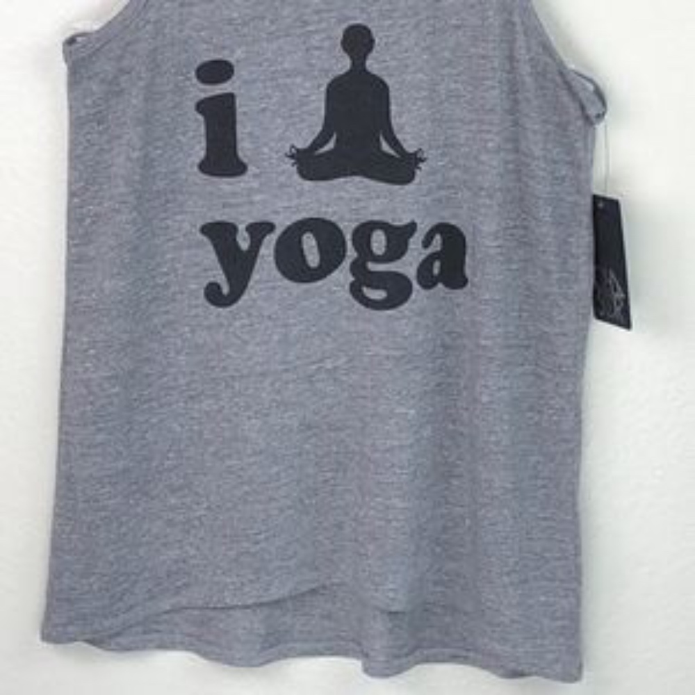 NEW Chaser I Love Yoga Graphic Racerback Tank Top - Picture 4 of 7